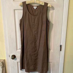 J Jill tobacco brown sleeveless linen shift M